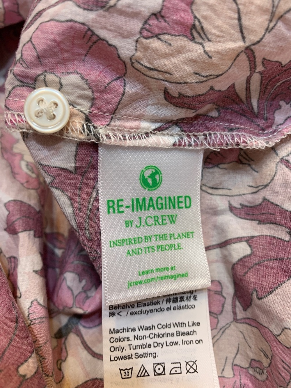 J. Crew Liberty Butterfield Poppy Cotton Blouse Medium Floral Smocked Pink - Picture 14 of 16